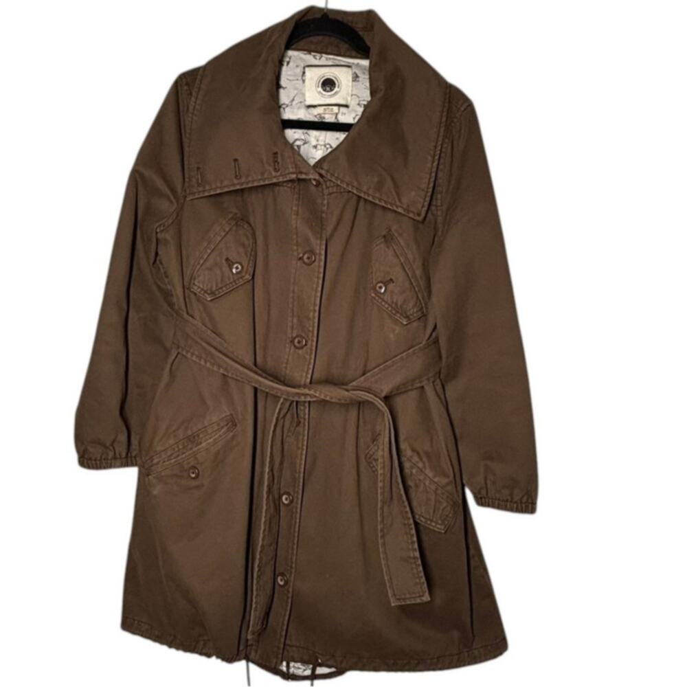Anthropologie M Jacket Anorak Trench Coat Field Jacket Cargo Brown Mid Length - Picture 2 of 6